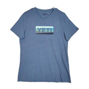Yeti Logo T-shirt Womens Large Blue EUC